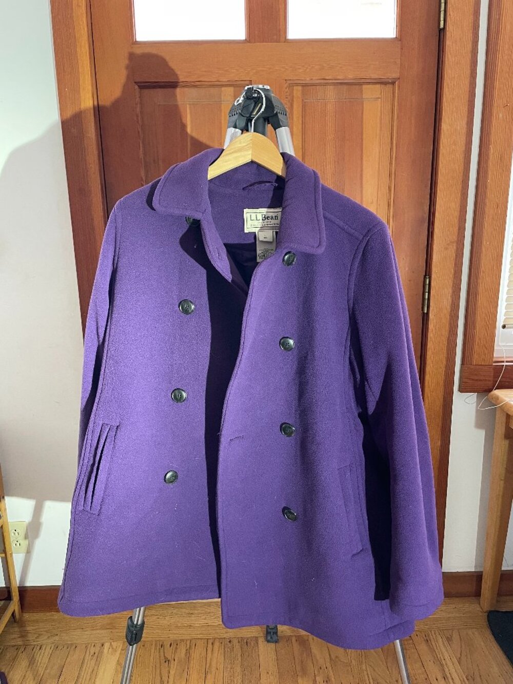 LL Bean Large Women's Fleece Purple Pea Coat